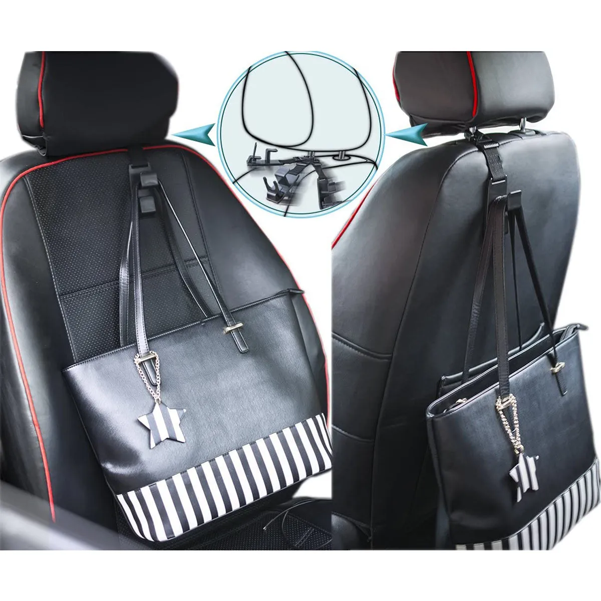 Magic Headrest Hooks, Custom fit for Nissan, Purse Hanger Headrest Hook Holder for Car Seat Organizer Behind Over the Seat Hook Hang Purse or Bags
