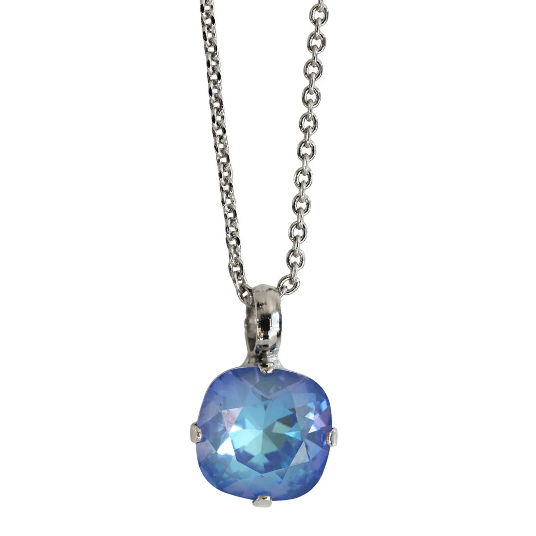 Mariana "Sun-Kissed Ocean" Rhodium Plated Cushion Cut Pendant Crystal Necklace, 5326/4 143ro
