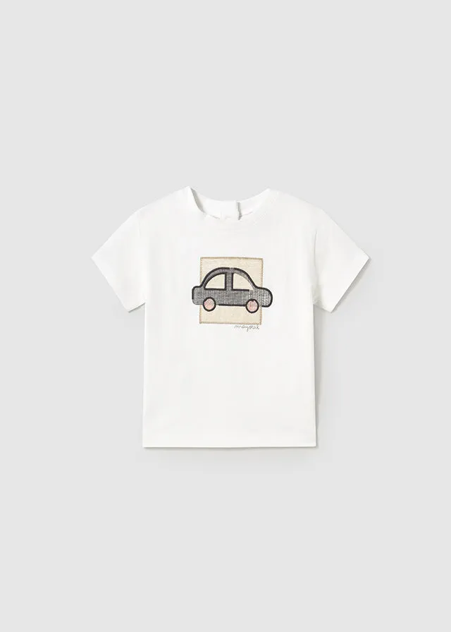Mayoral 1052 White Tee-Shirt and Mayoral 1240 Brick Red Shorts In Stock Now