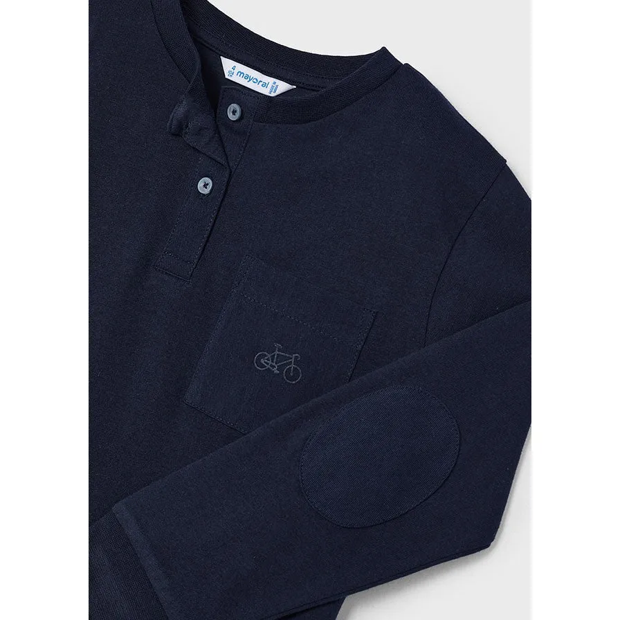 Mayoral Navy Long Sleeve Henley Tee