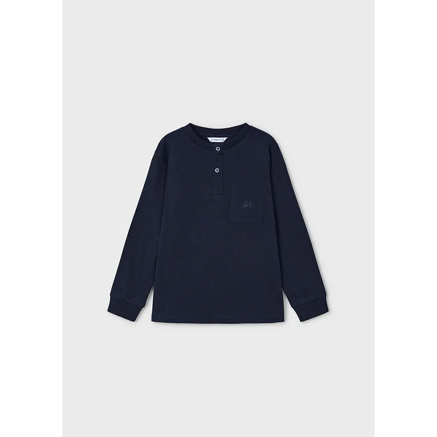 Mayoral Navy Long Sleeve Henley Tee