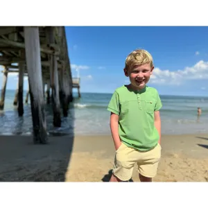 Me & Henry Boardwalk Henley Tee-Green Pique