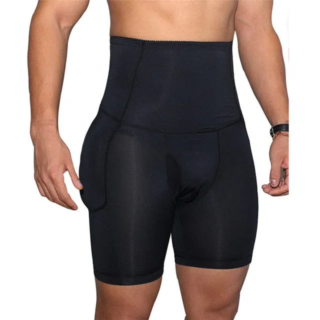 Mens Boxers Underwear Black Padded Butt Enhancer Booty Booster Molded Boyshort Underwear Boxer S-3XL