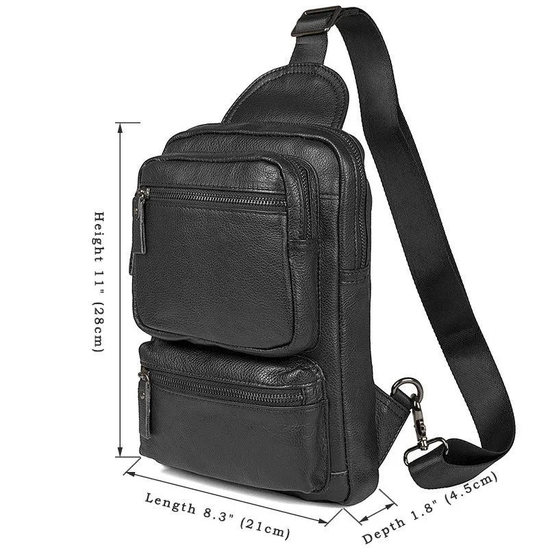 Mens Leather Fanny Pack, Leather Sling Bag, Chest Pack, Satchel Bag