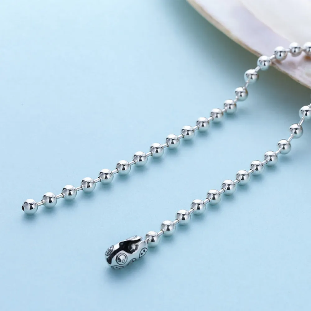 Men's Real Solid 925 Sterling Silver Necklaces Bead Chain Smile 18"- 32"