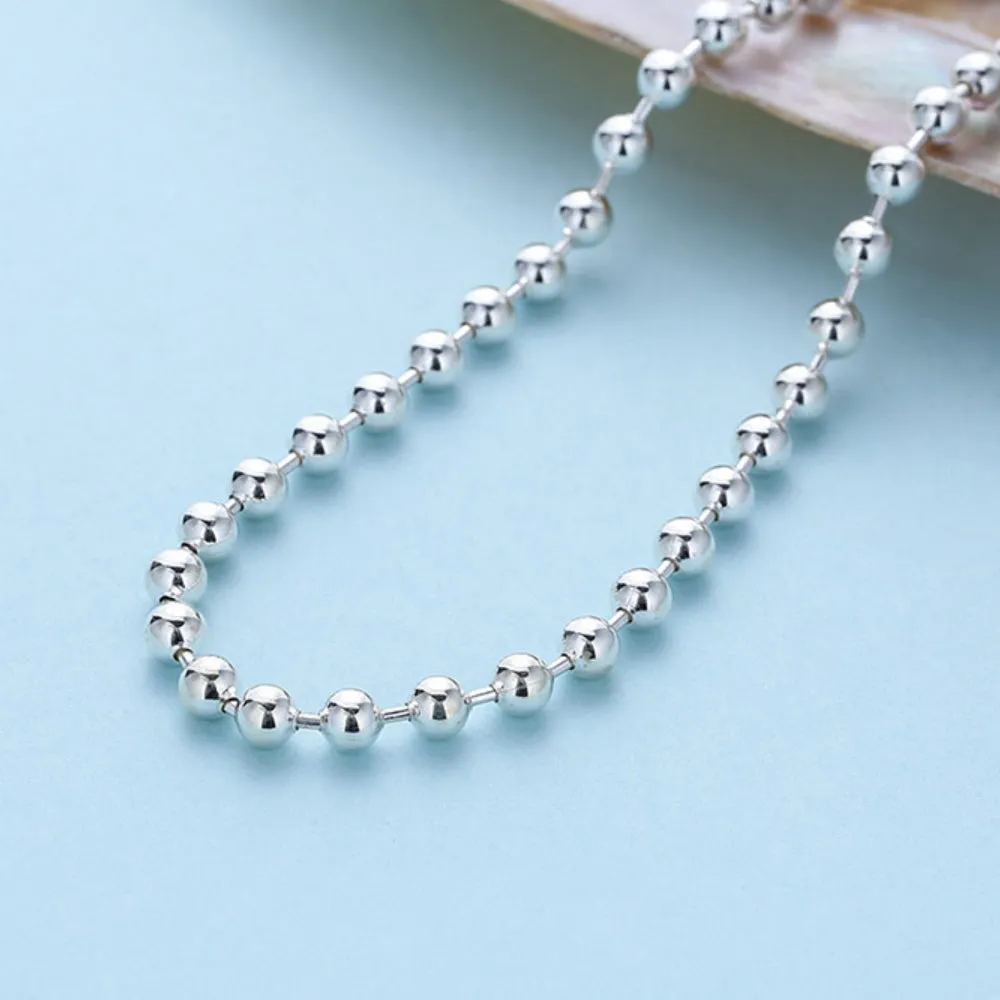 Men's Real Solid 925 Sterling Silver Necklaces Bead Chain Smile 18"- 32"