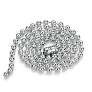 Men's Real Solid 925 Sterling Silver Necklaces Bead Chain Smile 18"- 32"