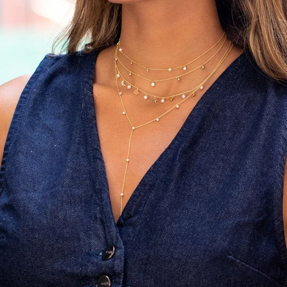 Mini Dangling CZ & Beaded Ball Choker