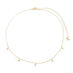 Mini Dangling CZ & Beaded Ball Choker
