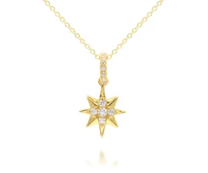 Mini Starburst Pavé Crystal Gold Necklace