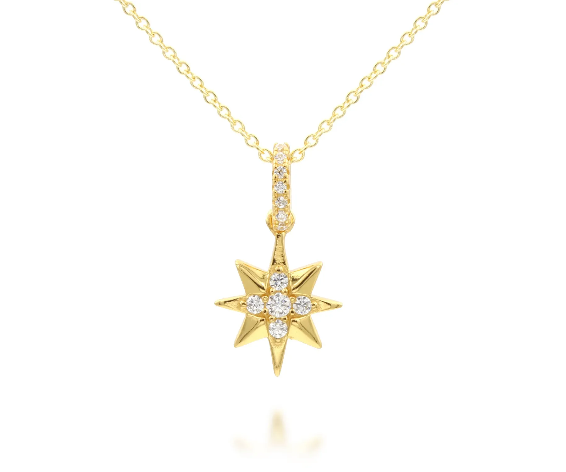 Mini Starburst Pavé Crystal Gold Necklace