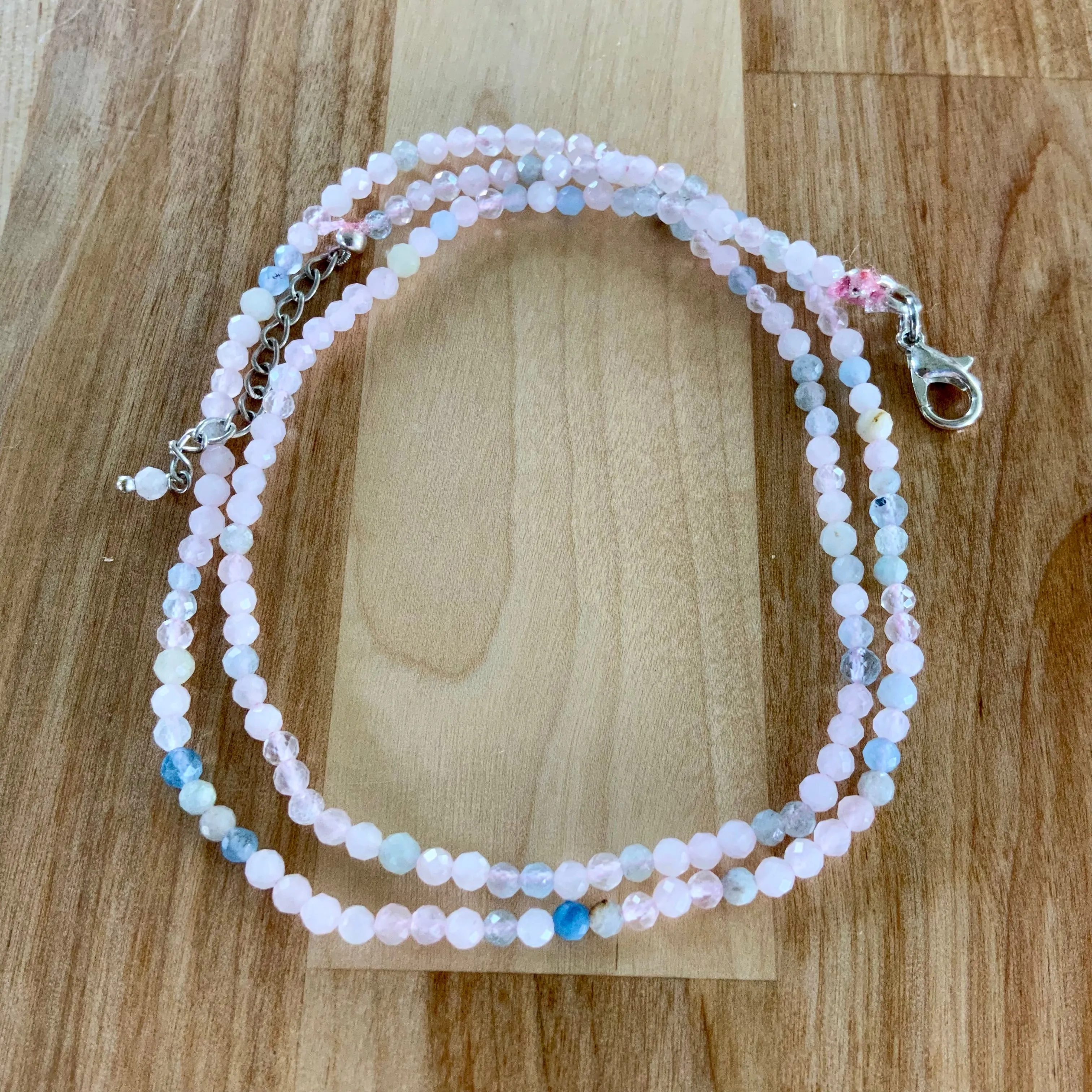 Morganite 4 mm Beaded Necklace