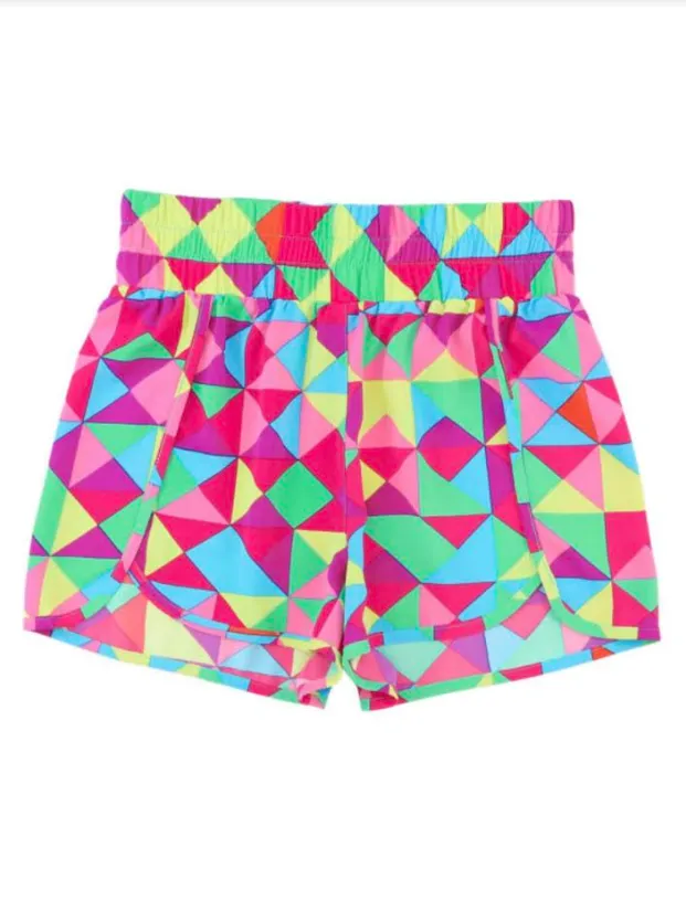 Multicolor Geometric Athletic Shorts
