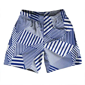 Multiple Lines Pattern Athletic Running Fitness Exercise Shorts 7" Inseam Shorts Made In USA