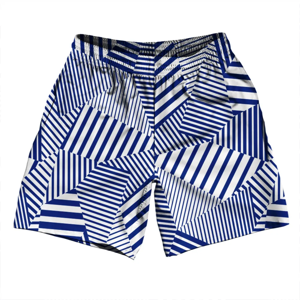 Multiple Lines Pattern Athletic Running Fitness Exercise Shorts 7" Inseam Shorts Made In USA