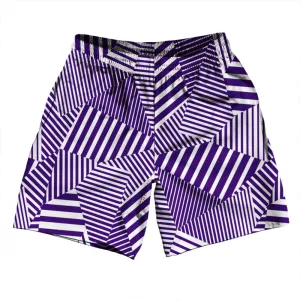 Multiple Lines Pattern Athletic Running Fitness Exercise Shorts 7" Inseam Shorts Made In USA