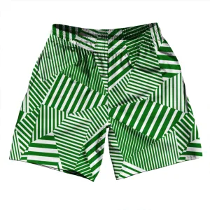 Multiple Lines Pattern Athletic Running Fitness Exercise Shorts 7" Inseam Shorts Made In USA