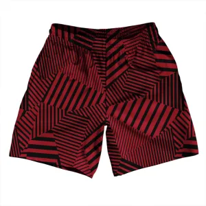 Multiple Lines Pattern Athletic Running Fitness Exercise Shorts 7" Inseam Shorts Made In USA