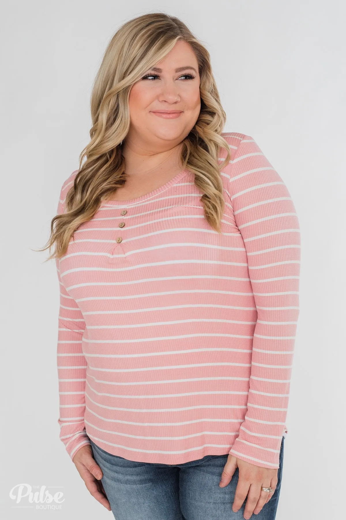 Never Forget You Pleated Striped Top- Pink