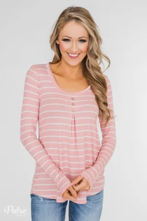 Never Forget You Pleated Striped Top- Pink