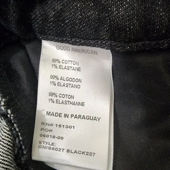 NEW Good American 90's Bermuda Shorts Five Pocket Zip Fly Black Size 8/29