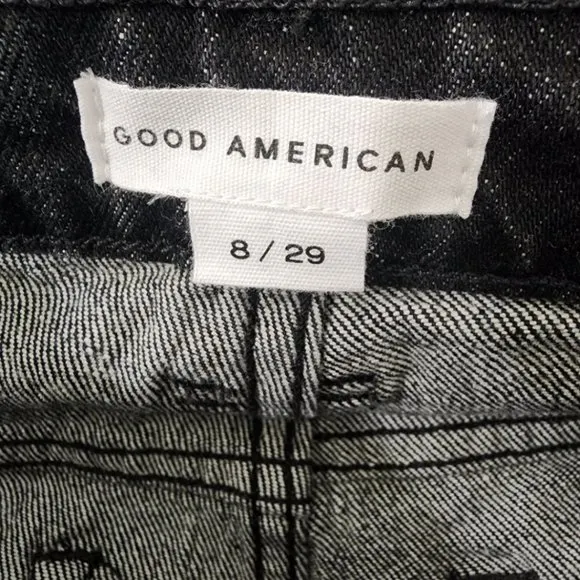 NEW Good American 90's Bermuda Shorts Five Pocket Zip Fly Black Size 8/29