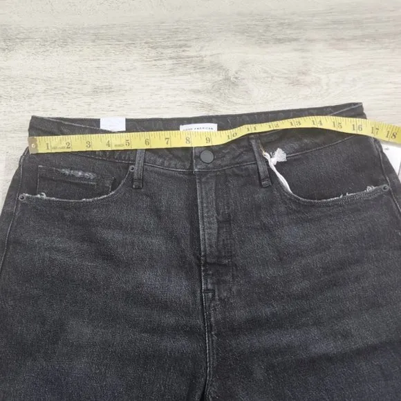 NEW Good American 90's Bermuda Shorts Five Pocket Zip Fly Black Size 8/29