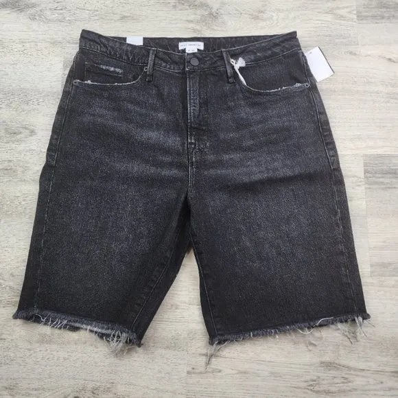 NEW Good American 90's Bermuda Shorts Five Pocket Zip Fly Black Size 8/29