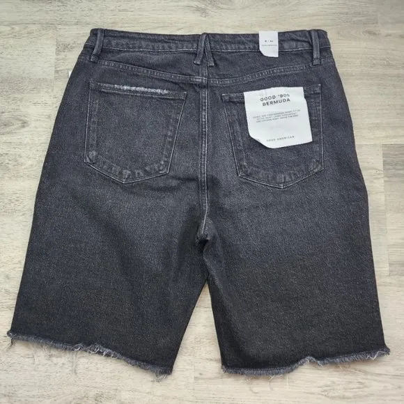 NEW Good American 90's Bermuda Shorts Five Pocket Zip Fly Black Size 8/29