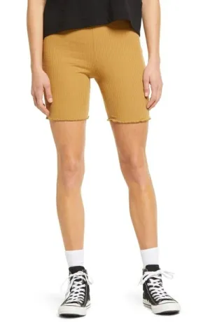 New Nordstrom BP. Ribbed Bike Shorts with scallop hem in Tan Dale, Sz XL!