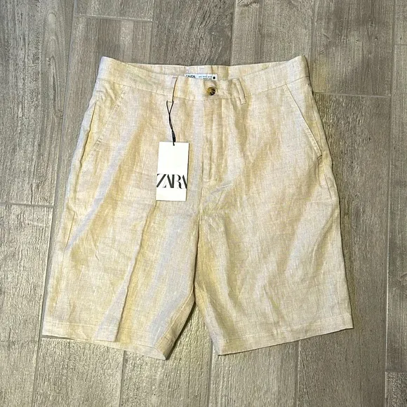 New Zara Lino Bermuda shorts