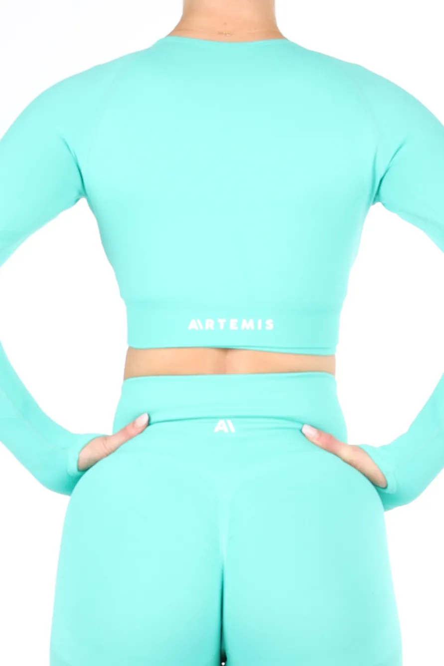 Nicki Scrunch Crop Top Green