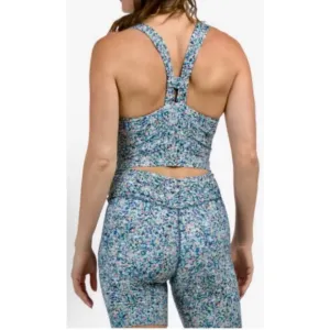 NWT Sage Collective Spandex Bike Shorts Blue Static Ditsy XS Crossover Yoga