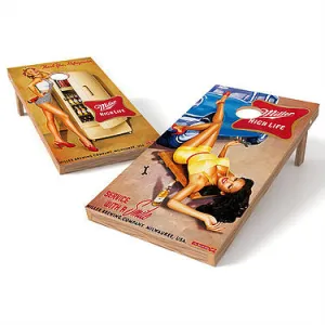 Official 2x4 Miller High Life Pin Up Girls Retro Cornhole Game