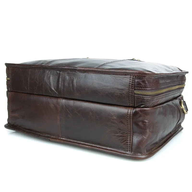 Oil Wax Laptop Messenger Bag Business Briefcase Men Leather Bags Side Bags 7345