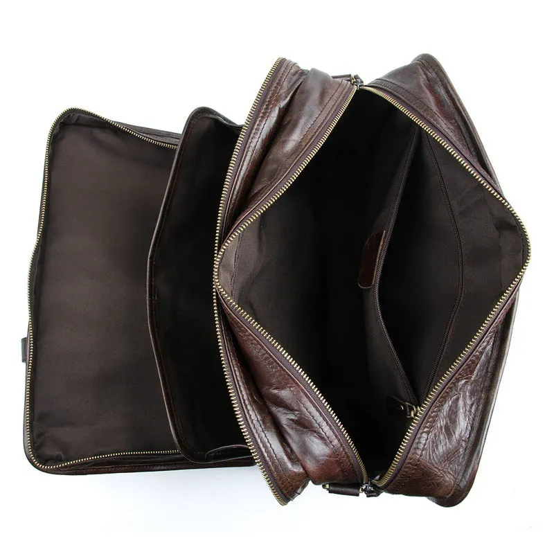 Oil Wax Laptop Messenger Bag Business Briefcase Men Leather Bags Side Bags 7345