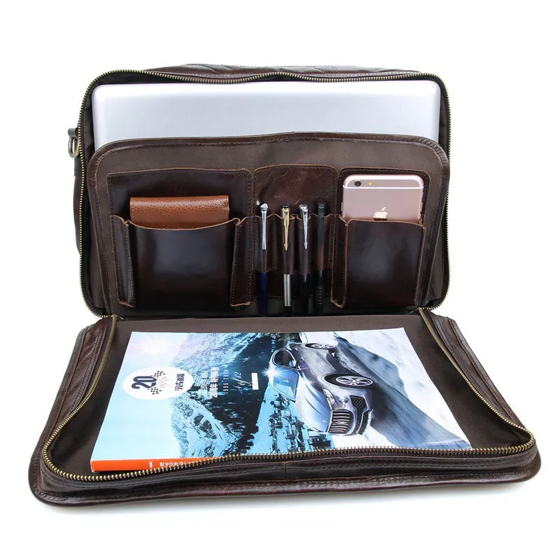 Oil Wax Laptop Messenger Bag Business Briefcase Men Leather Bags Side Bags 7345