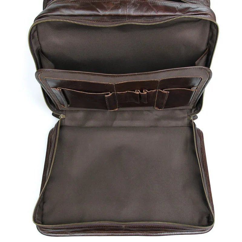 Oil Wax Laptop Messenger Bag Business Briefcase Men Leather Bags Side Bags 7345