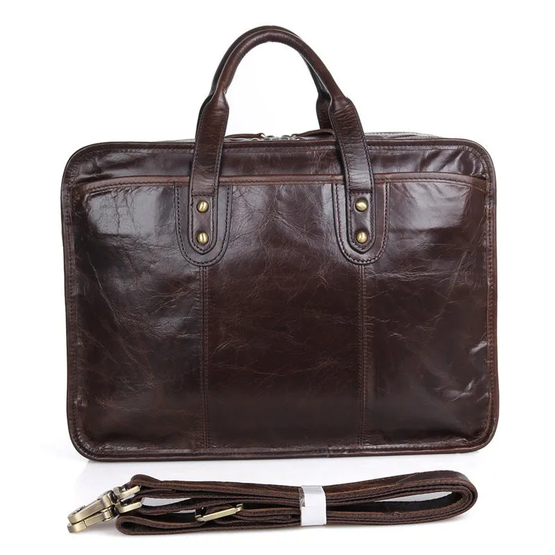 Oil Wax Laptop Messenger Bag Business Briefcase Men Leather Bags Side Bags 7345
