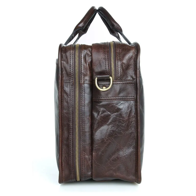 Oil Wax Laptop Messenger Bag Business Briefcase Men Leather Bags Side Bags 7345