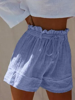 Pamela - Short boho blanc en coton mélangé