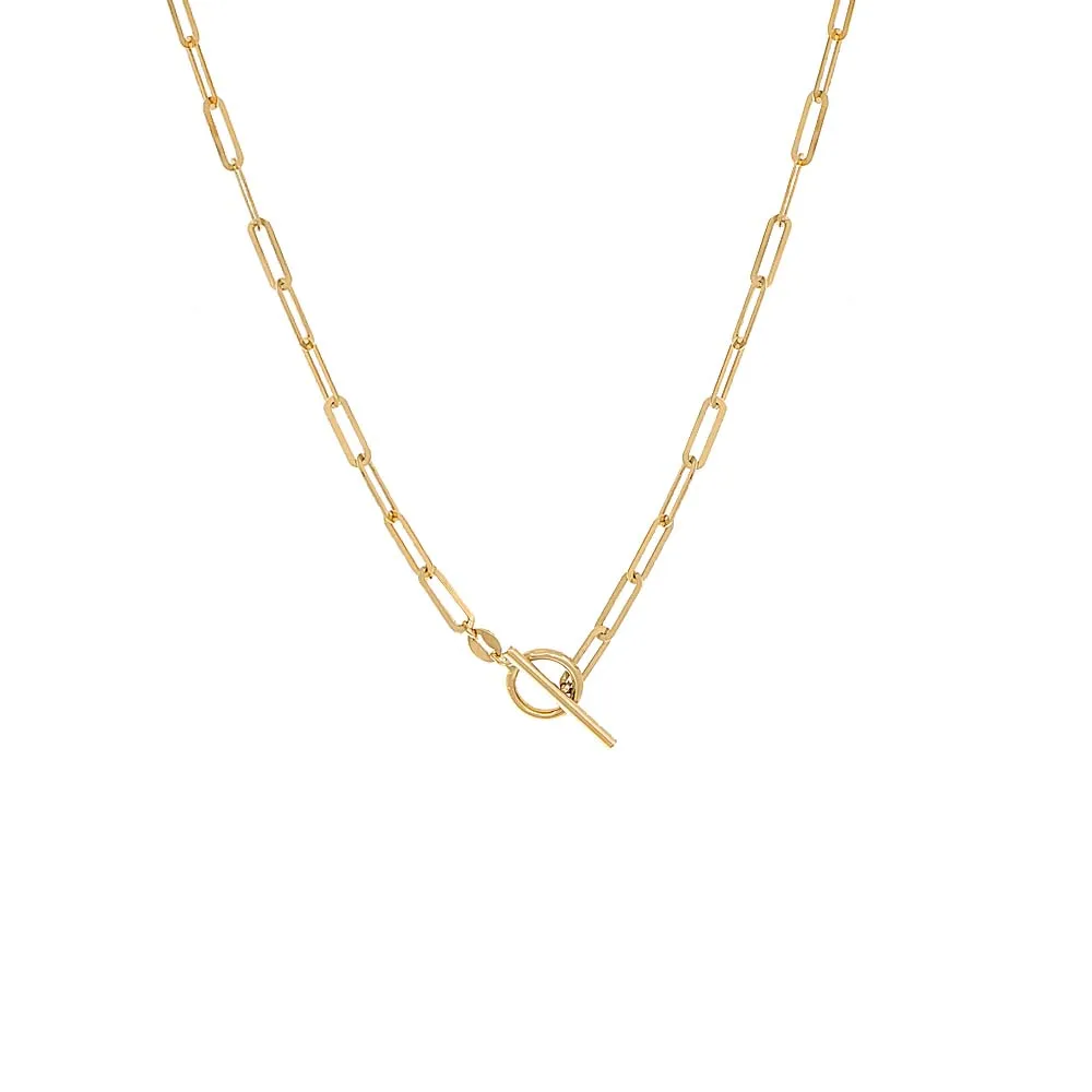 Paperclip Toggle Necklace 14K