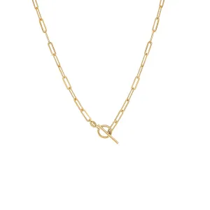 Paperclip Toggle Necklace 14K