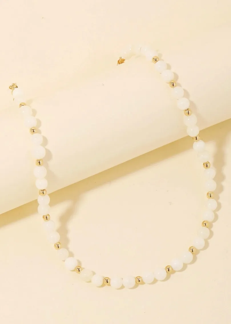 Pearl and Metallic Beaded Necklace