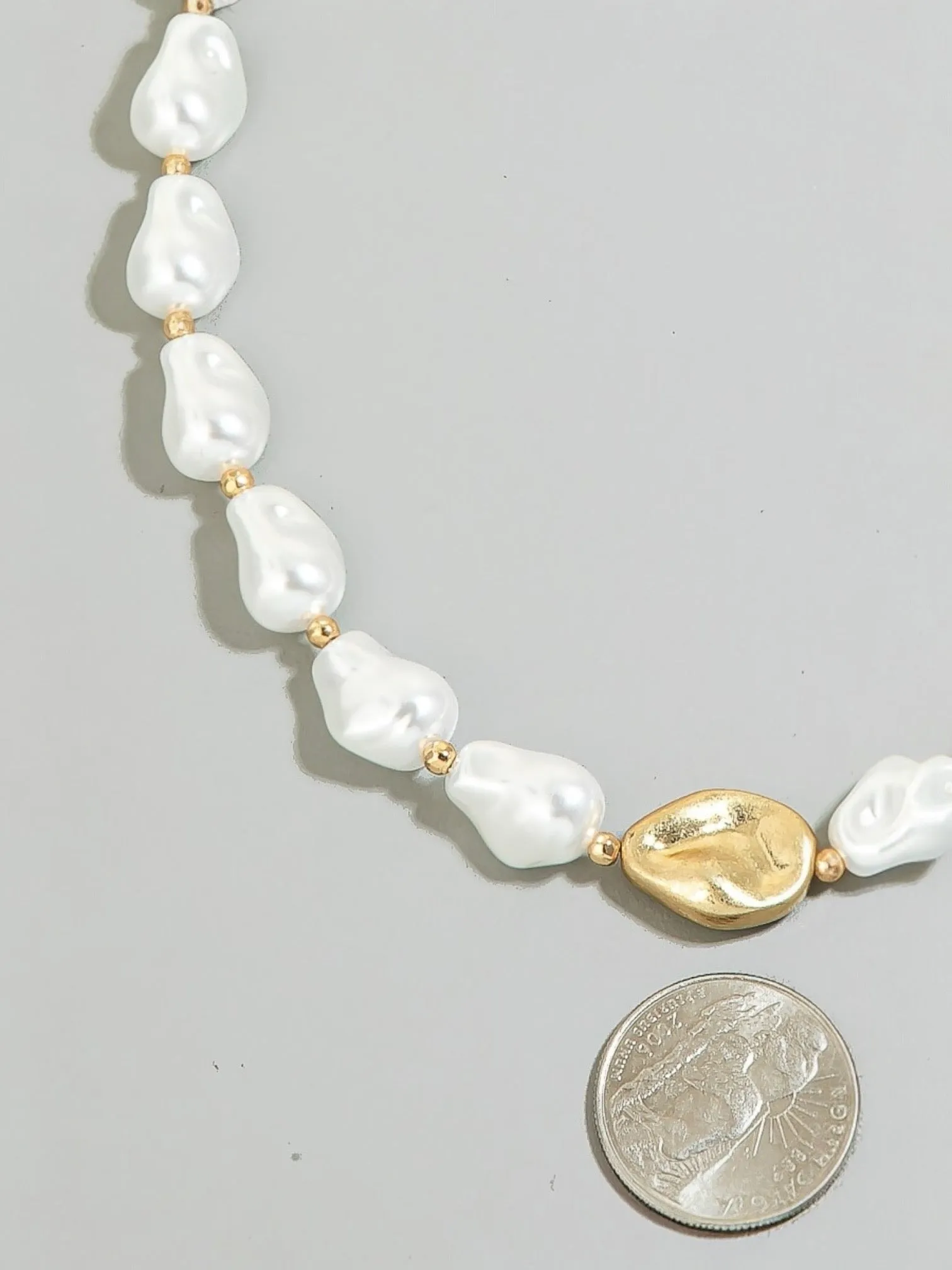 Pearl Chain Beaded Link Necklace