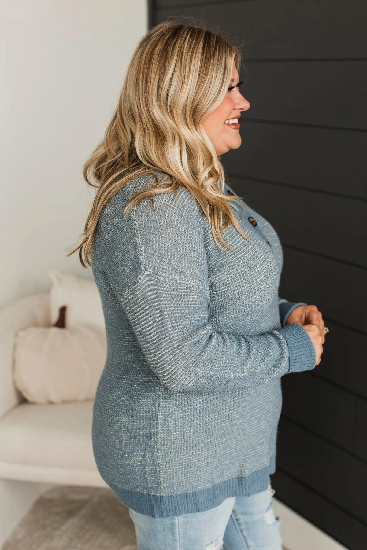 Perfectly Matched Knit Sweater- Denim
