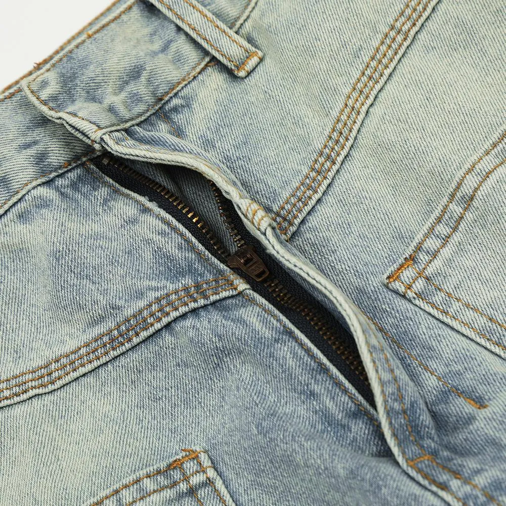 Personalized Reverse Wear Jeans Men's Trendy Design Sense Niche Distressed Wash Water Paint Splash Tooling Long Pants