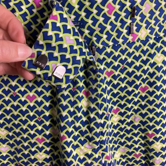 Peter Millar Bermuda Shorts Size 8 Blue Green Geometric Print Pockets golf