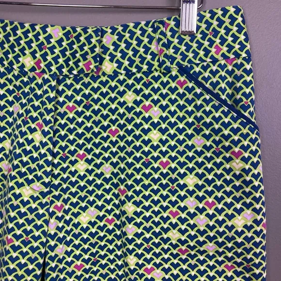 Peter Millar Bermuda Shorts Size 8 Blue Green Geometric Print Pockets golf