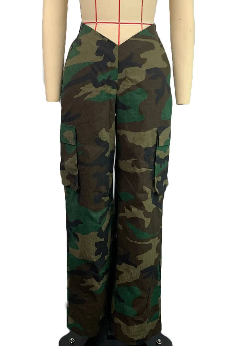 PI0491 Camo Cargo Long Pants